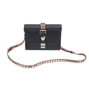 Prada Electra Shoulder Bag Leather Black Red White Studs